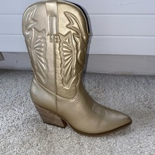 Gold PU Mid Calf  WOMENS