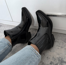 Ladies Black Faux Patent