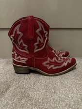 Red Embroidered Faux Leather