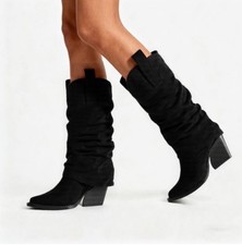 COWBOY BOOT BLACK  FAUX SOFT
