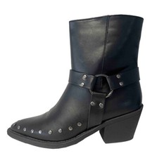COWBOY BOOT BLACK FAUX LEATHER